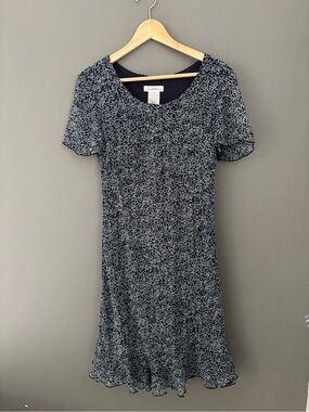 Vintage Tradition Navy Floral Scoop-Neck Dress | Size 12